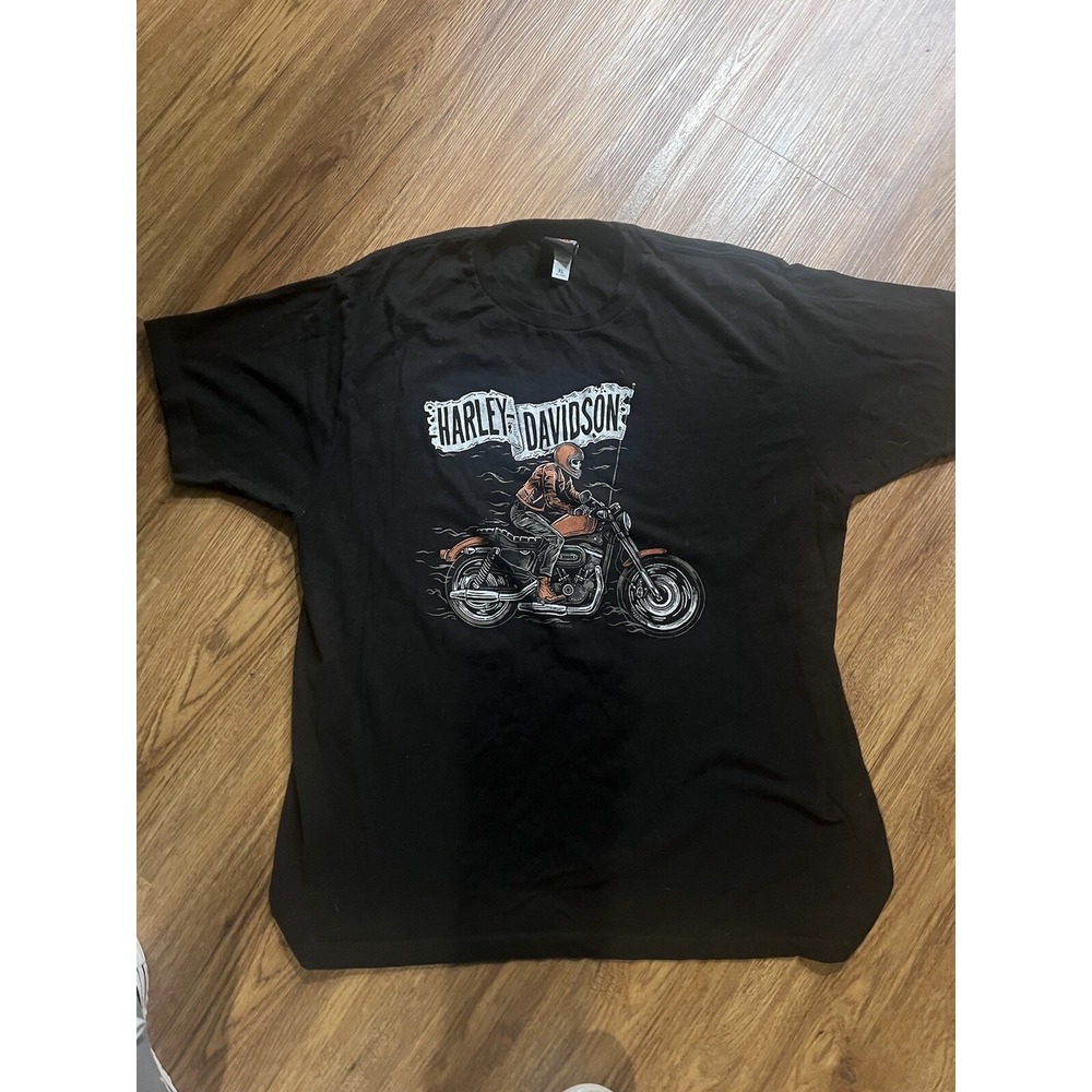 Harley Davidson Of Palm Beach T Shirt Black Size XL. Skull Motorcycle‎